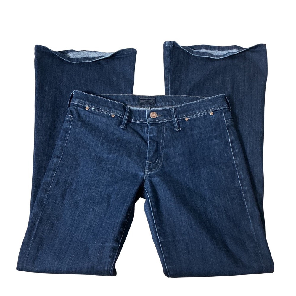 Mother Flare Jeans Women 30 Indigo Dark Wash Wide Leg Stretch Denim 1055-111 HOT